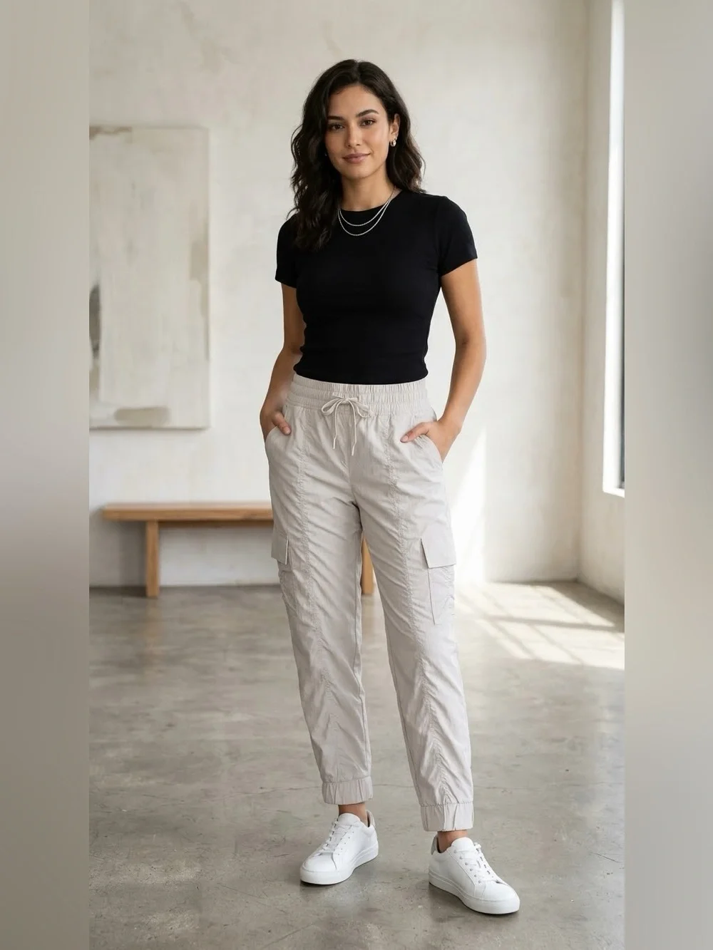 Eddie Bauer Sonoma Breeze Cargo Jogger Pants Women’s Small S NWT Beige